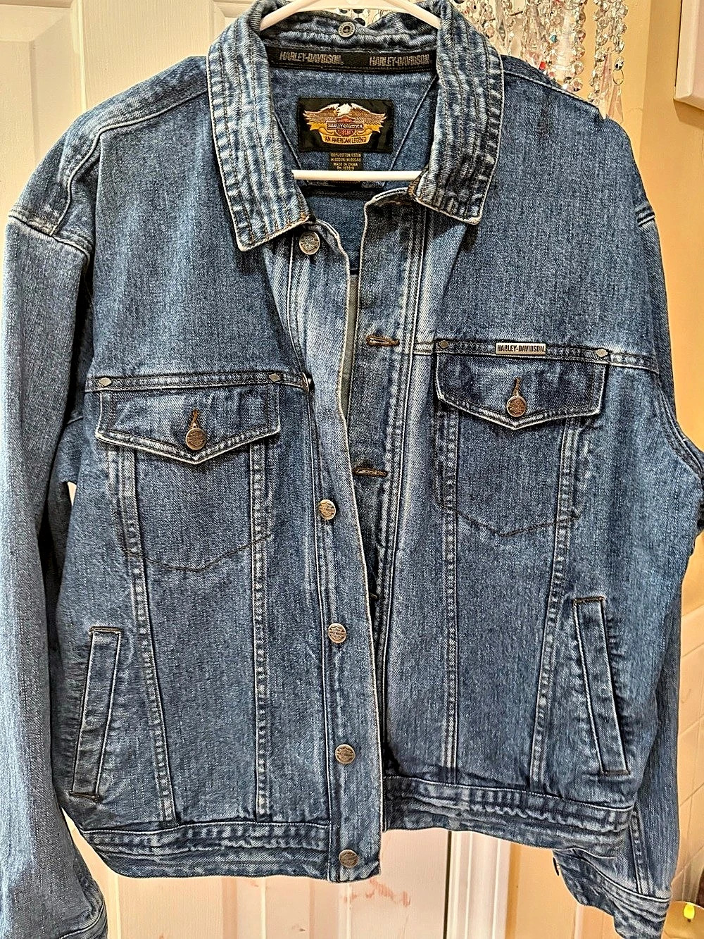 Harley-Davidson Denim Trucker Jacket Blue Size Medium Like New